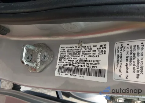 2010 Honda Cr-V Ex z USA, uszkodzony, nr VIN 5J6RE4H5XAL091479